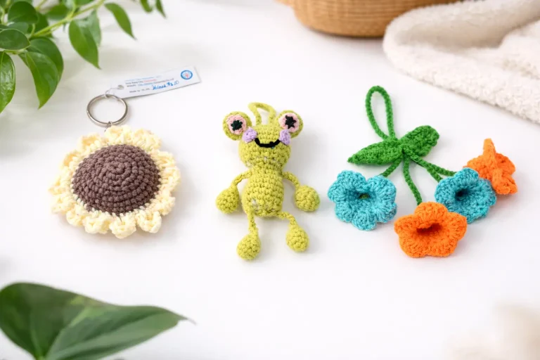 Handmade crocheted keychain crafted by visually impaired learners