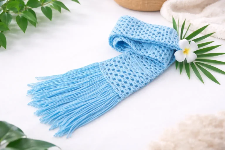 Warm crocheted scarf handmade by visually impaired learners