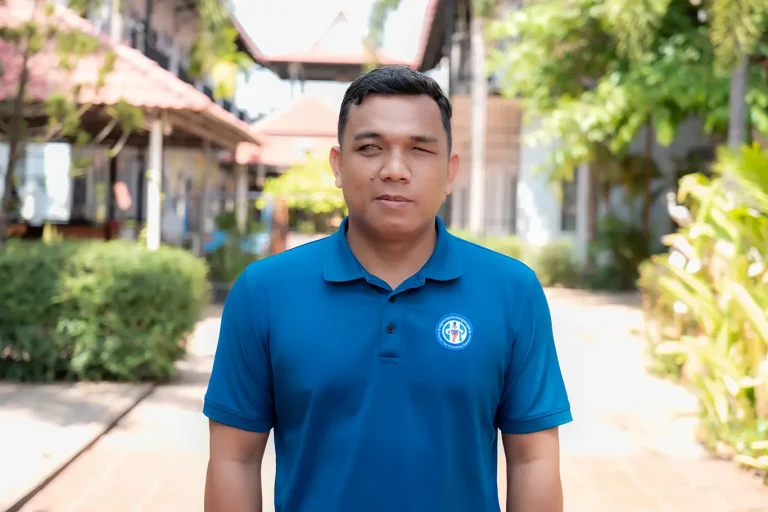 Mr. Sang Vanndy at DYP Cambodia learning center representing the journey of people with visual impairments