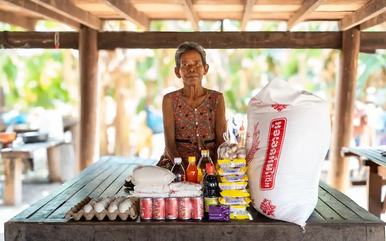 DYP Direct Assistance Program providing food package to family in Siem Reap Cambodia